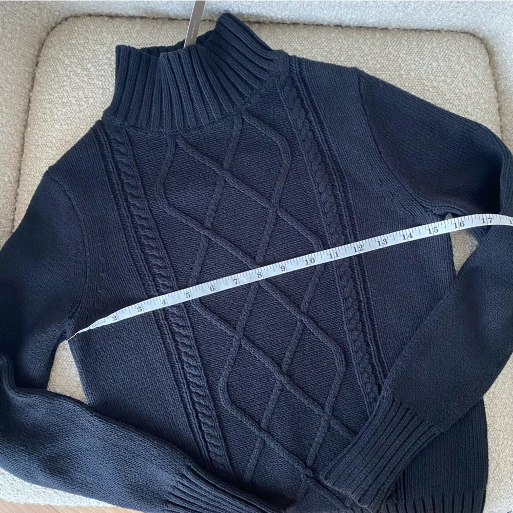 J.Crew Black Mockneck center cable-knit sweater size XXS